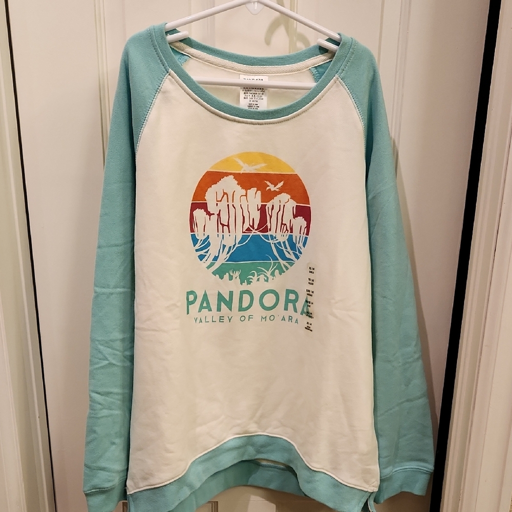 Pandora Girls XL 14 Graphic Crew Neck Sweatshirt - White and Teal